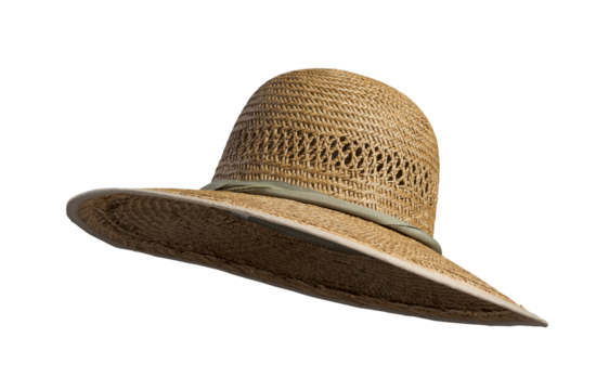 Womens summer yellow straw hat with the ribbon, isolated on white background