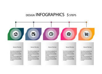 Infographic design with icons and 5 options or steps. Graphics for business concepts Can be used for presentation banners. workflow layout process diagrams flowcharts data graphs
