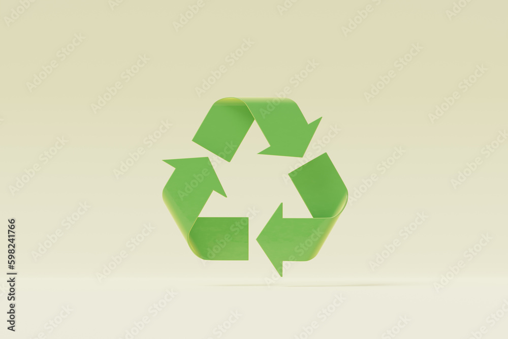 Aufkleber 3d recycling symbol. ecology and environment concept. 3d rendering illustration.