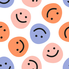 Seamless pattern with colorful happy face