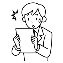 書類を見て困惑するビジネスマンの上半身