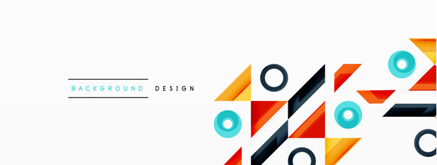 Colorful triangles and circles abstract background. Design for wallpaper, banner, background, landing page, wall art, invitation, prints, posters