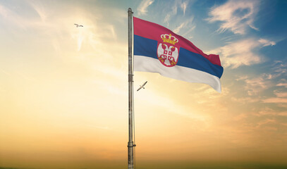 Serbia, Republic of Serbia - Waving Flag