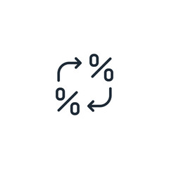 Percent change. Financial offer asset.  Vector linear icon isolated on white background.
