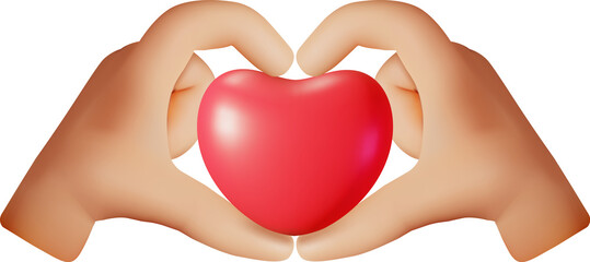 3D Heart and Love Hand Gesture Symbol