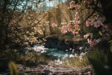 Springtime natural surroundings. Generative AI