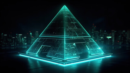 3d render, abstract futuristic background, Green neon triangle, and glowing geometric shape. Fantastic neon wallpaper,	
