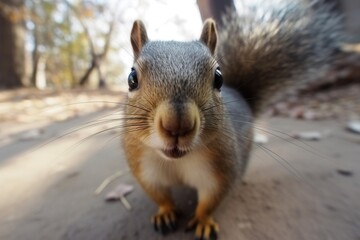 Obraz premium Curious squirrel looking at the camer