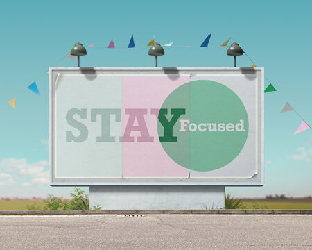 Naklejka Inspirational billboard advertisement: stay focused