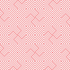 Abstract geometric pattern with stripes, lines. Seamless vector background. White and pink ornament. Simple lattice graphic design