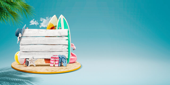 Old wooden sign at the beach