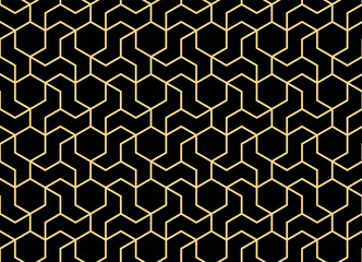 The geometric pattern with lines. Seamless vector background. Gold and black texture. Graphic modern pattern. Simple lattice graphic design