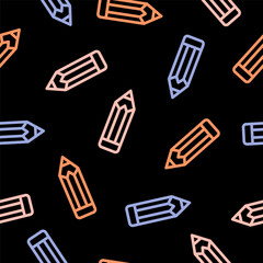 Seamless pattern with colorful pencils icon