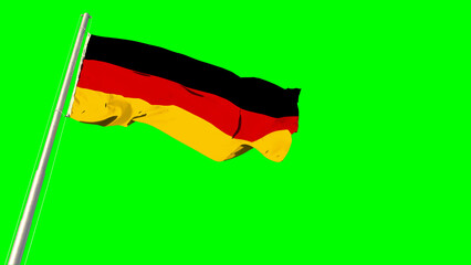 Waving glorious flag of Germany on green screen, isolated - object 3D rendering