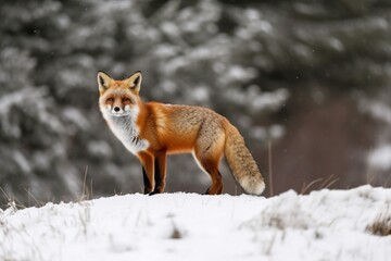 Obraz premium Red fox in a snowy landscap