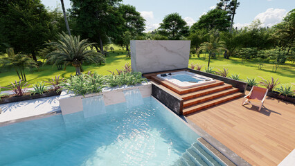 villa design with jacuzzi pool