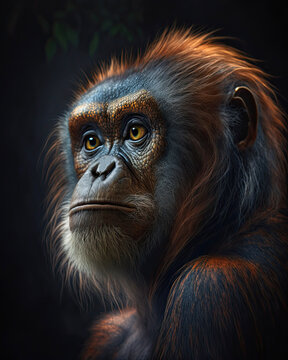 Generated photorealistic image of an important monkey in profile