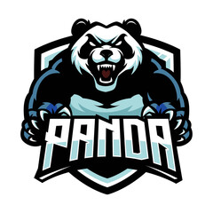 panda sport mascot logo hold text © Ilhustrator