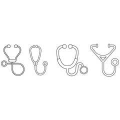 Stethoscope vector icon set, medicine illustration symbol collection. doctor sign. hospital logo.