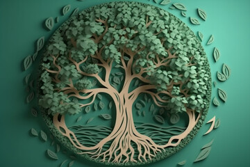 Paper cut style , World environment and earth day concep , environmental protection, generative ai