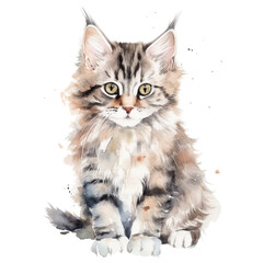 Cat & Kitty, Watercolor Bundle PNG Clip Art