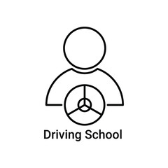 thin line driving school logo. concept of route, journey, advanced training, control auto, practice type. isolated on white background. linear style trend modern logotype design vector illustration