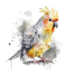 watercolor cockatiel parrot