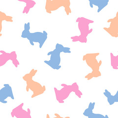 Seamless pattern with colorful bunny
