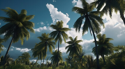 View to the coconut trees plantation - AI Generative