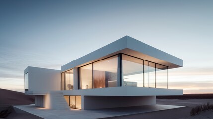 Fototapeta premium The minimalist exterior of this building belies the intricate details and sophisticated technology inside. AI generated