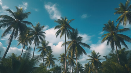 Fototapeta na wymiar View to the coconut trees plantation - AI Generative