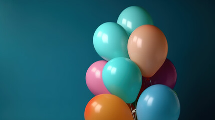 Fototapeta na wymiar Colorful balloons on a colored background with copy space Generative AI