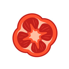 Sweet red bell pepper isolated on white background. Bell pepper in Cartoon style. Vector illustration