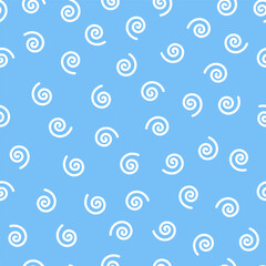 White spirals seamless pattern with blue background.