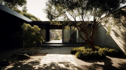 A simple and elegant exterior with a touch of texture. AI generated