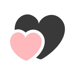 Black and pink hearts illustration isolated on white background. Vector illustration