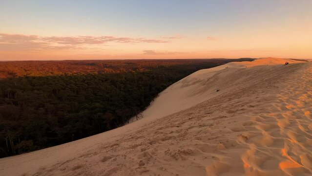 Dune du Pilat, the biggest sand dune in Europe, France. High quality 4k footage. Generative AI