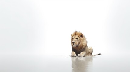 Simplistic Lion Image, Regal Arrangement, Stunning Wildlife Appeal, Natural Scenery and Creature Depiction.