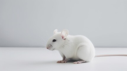 Streamlined Image of Albino Lab Mouse, Uncomplicated Design, Appealing Animal Visual, Scientific Exploration and Study Idea.