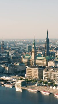 Cityscape of Hamburg. Vertical video