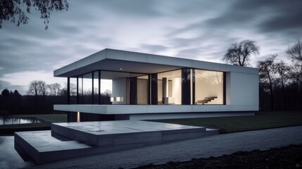 The minimalist exterior of this building belies the intricate details and sophisticated technology inside. AI generated