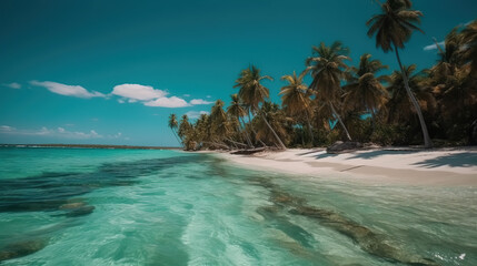 Fototapeta premium Beautiful tropical island with palm trees and beach