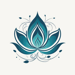 Fototapeta na wymiar Stylized Lotus Flower With Flowing Lines Spa Logo. Generative AI