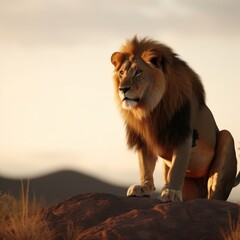 Lions in African Serengeti Cinematic Lighting Lions mane, aslan lion king beautiful lion