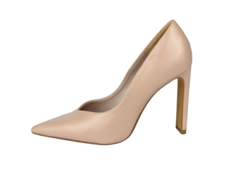 Beige, nude look, leather shoe with high heel - isolated from background