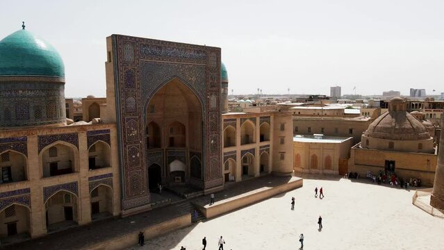 Buhara, Uzbekistan Aerial view of Po-i-Kalan Islamic religious complex. Popular travel destination in Asia