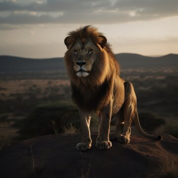 Lions in African Serengeti Cinematic Lighting Lions mane, aslan lion king beautiful lion