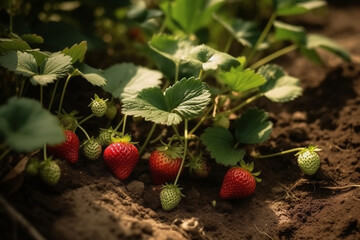 A close-up shot of juicy and sweet ripe strawberries with red and green colors on a white background. Ai generated.