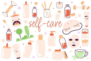 self-care, cosmetics, aromatherapy, sleep, walking outdoors, sports, relaxation at home, time for myself 