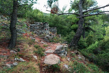 Part of an abandoned Penteli marble quarry in Attika, Greece.